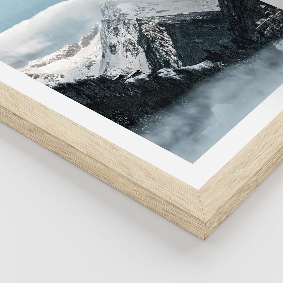 Plakat w ramie 40x50 - Magia Zimy w Górach - góry, śnieg - rama drewno