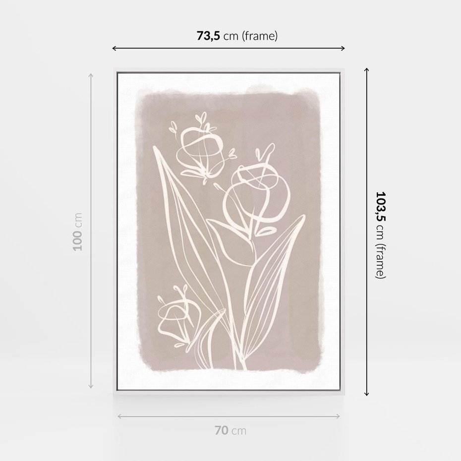 Obraz w ramie 70x100 - Pastelowe Nastroje - nowoczesny subtelny plakat, beżowy - rama biała