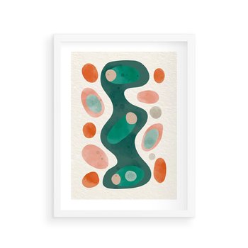 Plakat w ramie 30x40 - Wewnętrzne Spektrum - abstrakcyjne formy, dominujący kolor zielony - rama biała