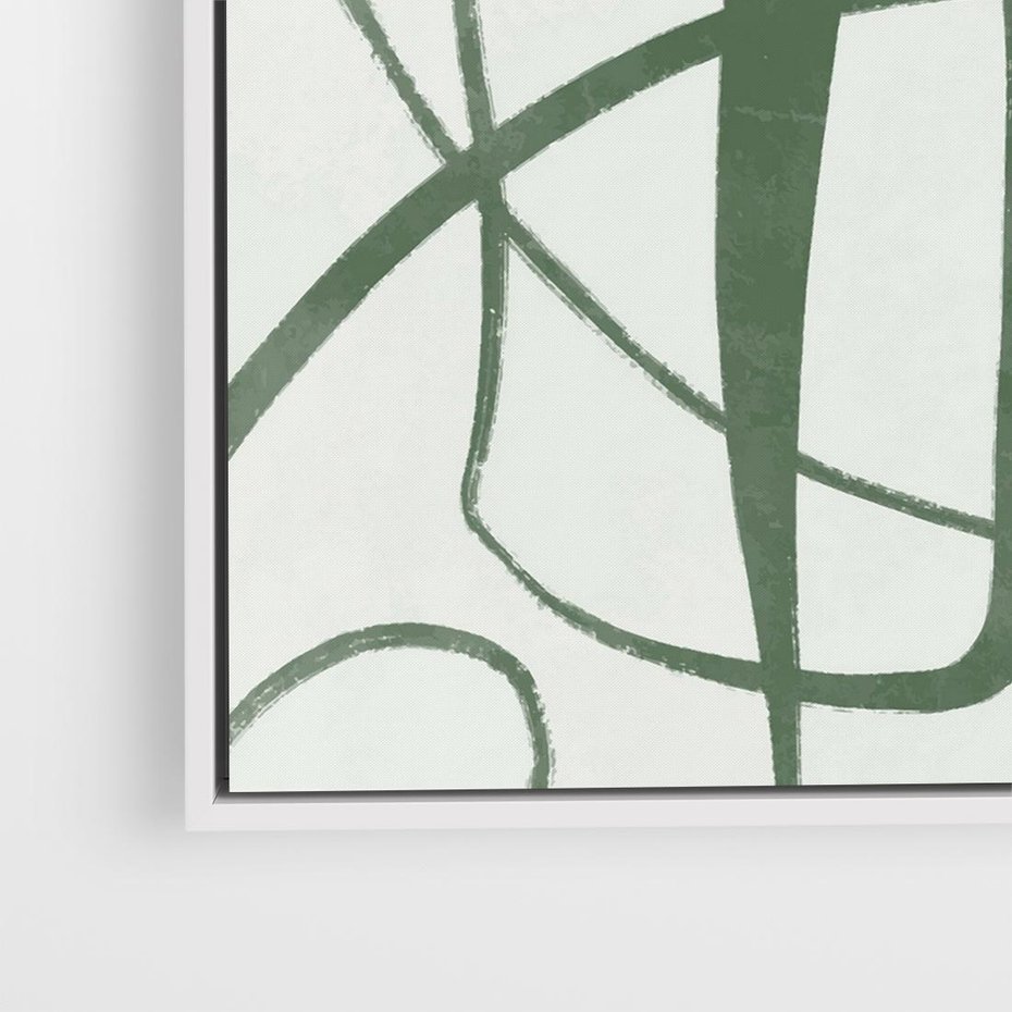 Obraz w ramie 50x50 - Zielony Spokój - zielona abstrakcja, spokojny plakat - rama biała