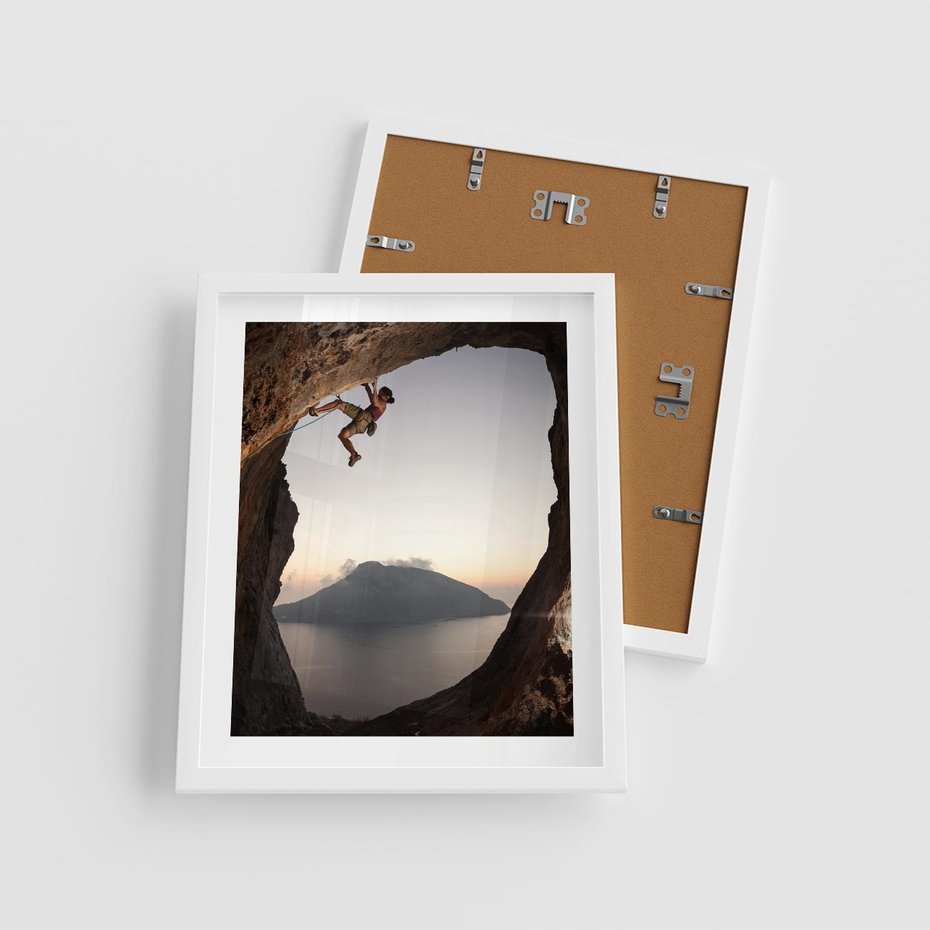 Plakat w ramie 40x50 - Wspinaczka na Wysokie Góry - wspinaczka, góry - rama biała