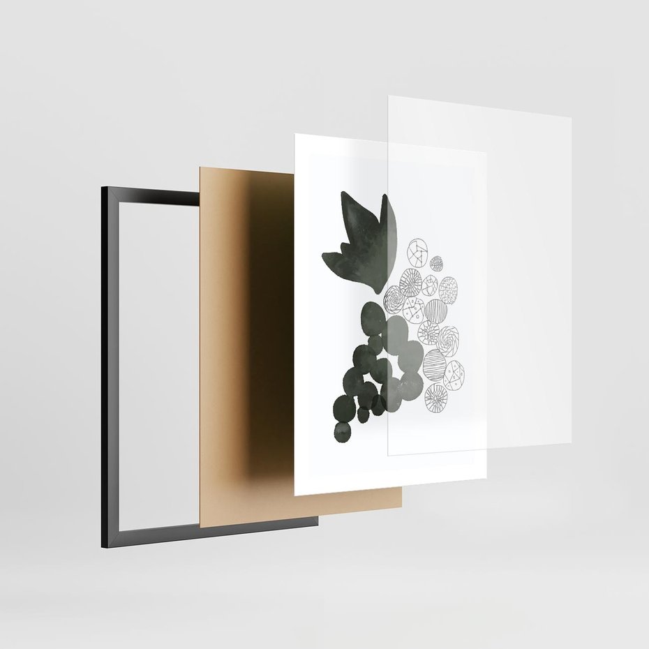 Plakat w ramie 50x70 - Grono Abstrakcji - minimalistyczny plakat, winogrona - rama czarna