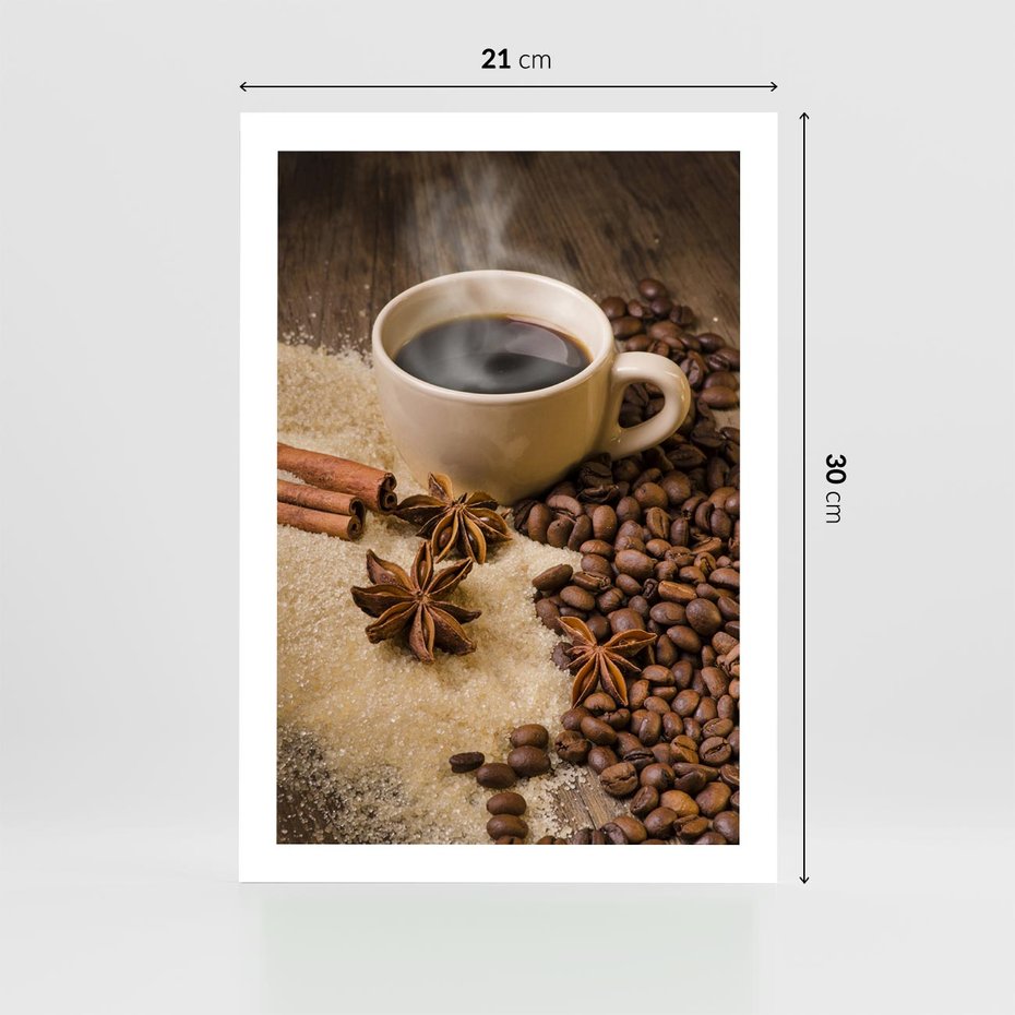 Plakat bez ramy 21x30 - Kawowa filiżanka pełna aromatu - kawa, filiżanka