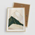 Plakat w ramie 50x70 - Minimalistyczne Góry: Złota Sztuka Natury - minimalistyczna grafika, góry - rama drewno