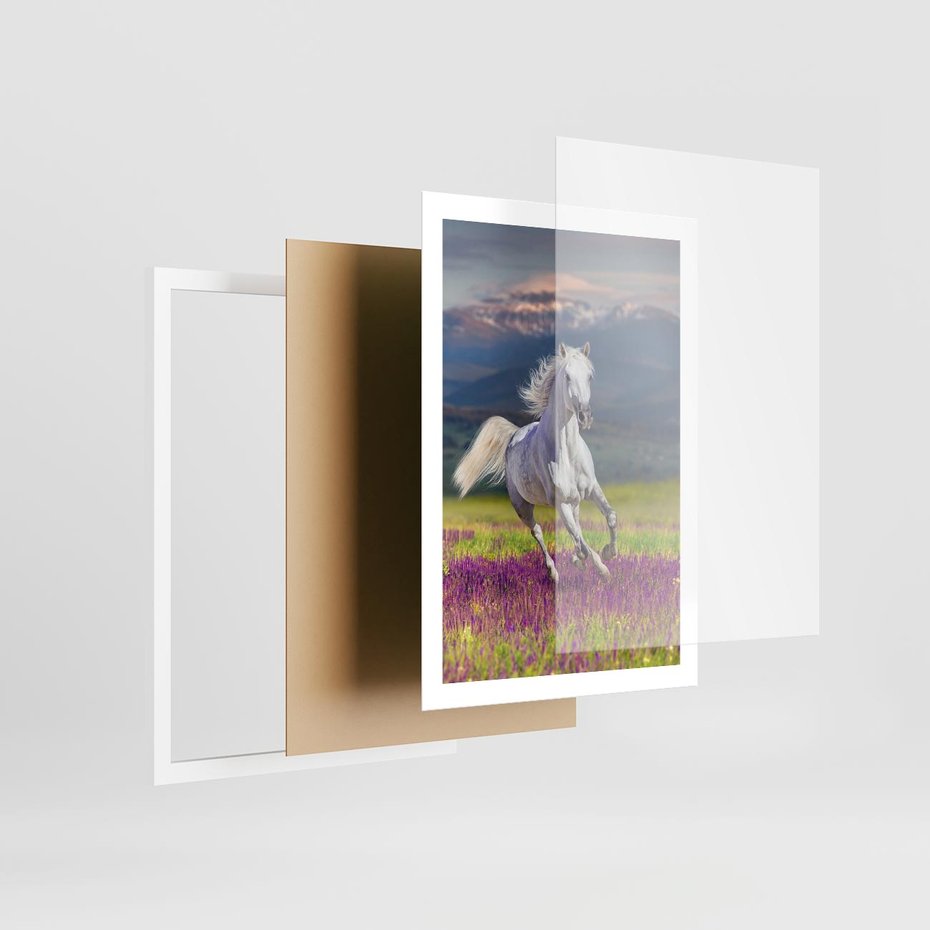 Plakat w ramie 50x70 - Koń Góry: Spotkanie z Wielką Przyrodą - koń, góry - rama biała