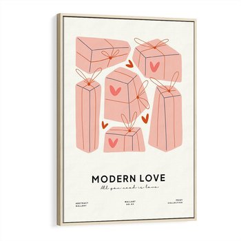 Obraz w ramie 80x120 - Nowoczesna Miłość - nowoczesna grafika, pastelowe kolory - rama drewno