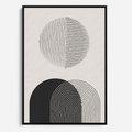 Obraz w ramie 50x70 - Przenikająca Rzeczywistość - abstrakcyjna kompozycja, okręgi i półokręgi - rama czarna