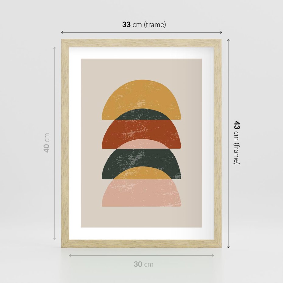 Plakat w ramie 30x40 - Energetyczne Wzory - nowoczesny plakat, abstrakcyjne kształty - rama drewno