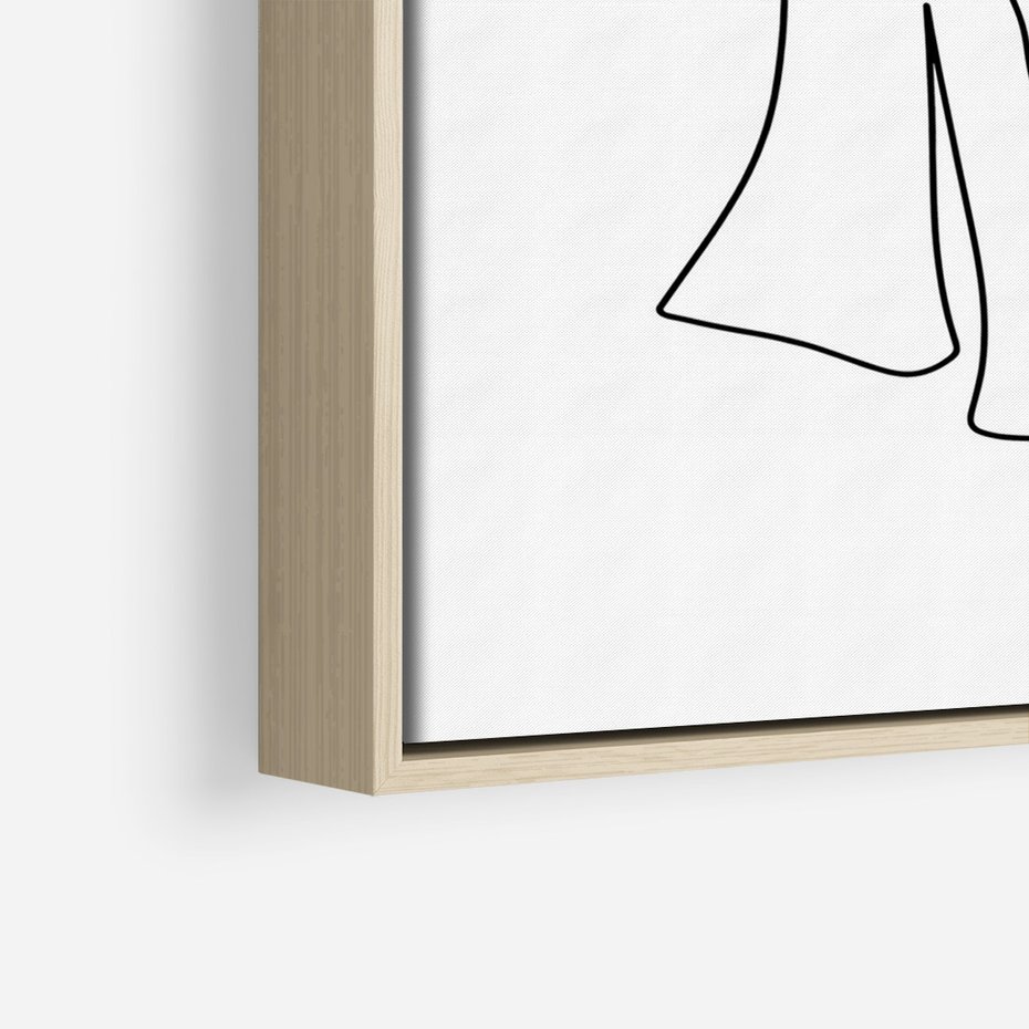Obraz w ramie 50x70 - Zaklęte Linie - szkic kobiety, jedną linia - rama drewno