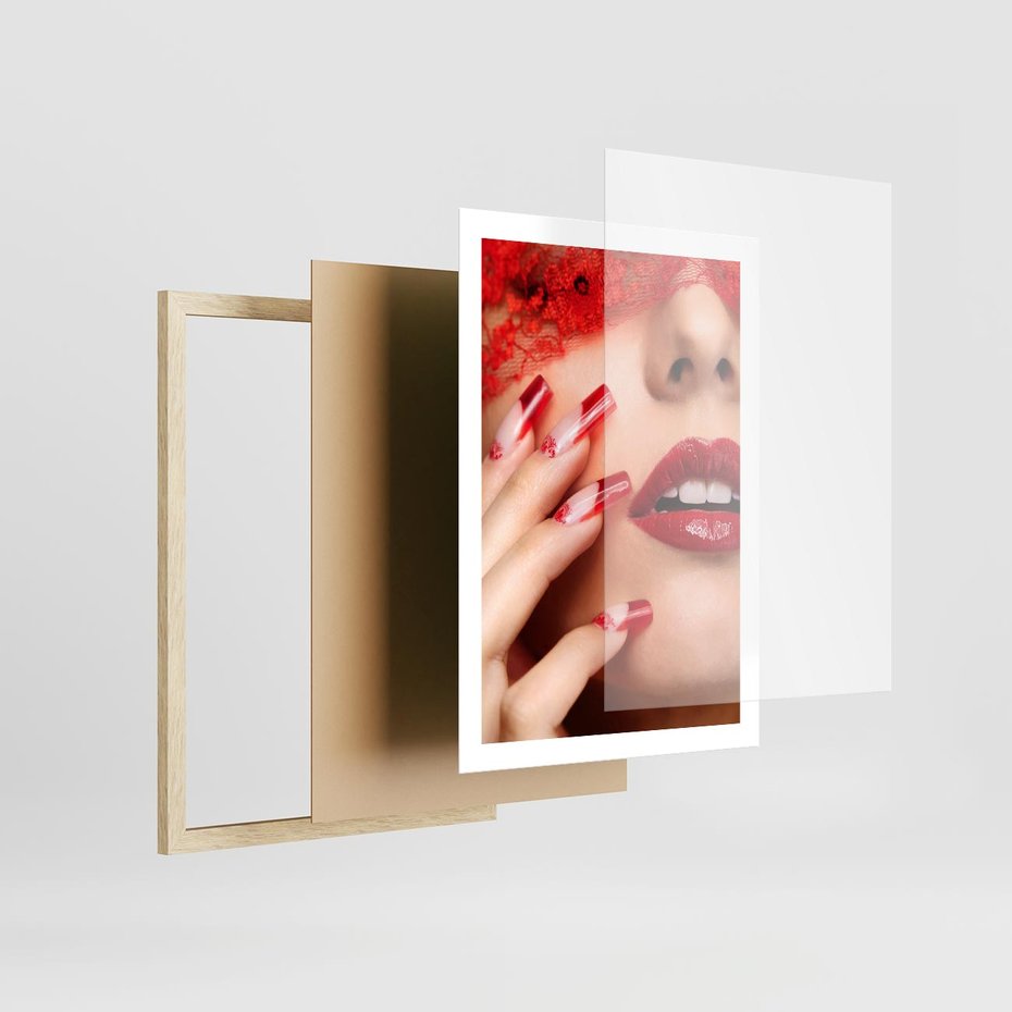 Plakat w ramie 50x70 - Piękno manicure: kolory i elegancja - paznokcie, manicure - rama drewno