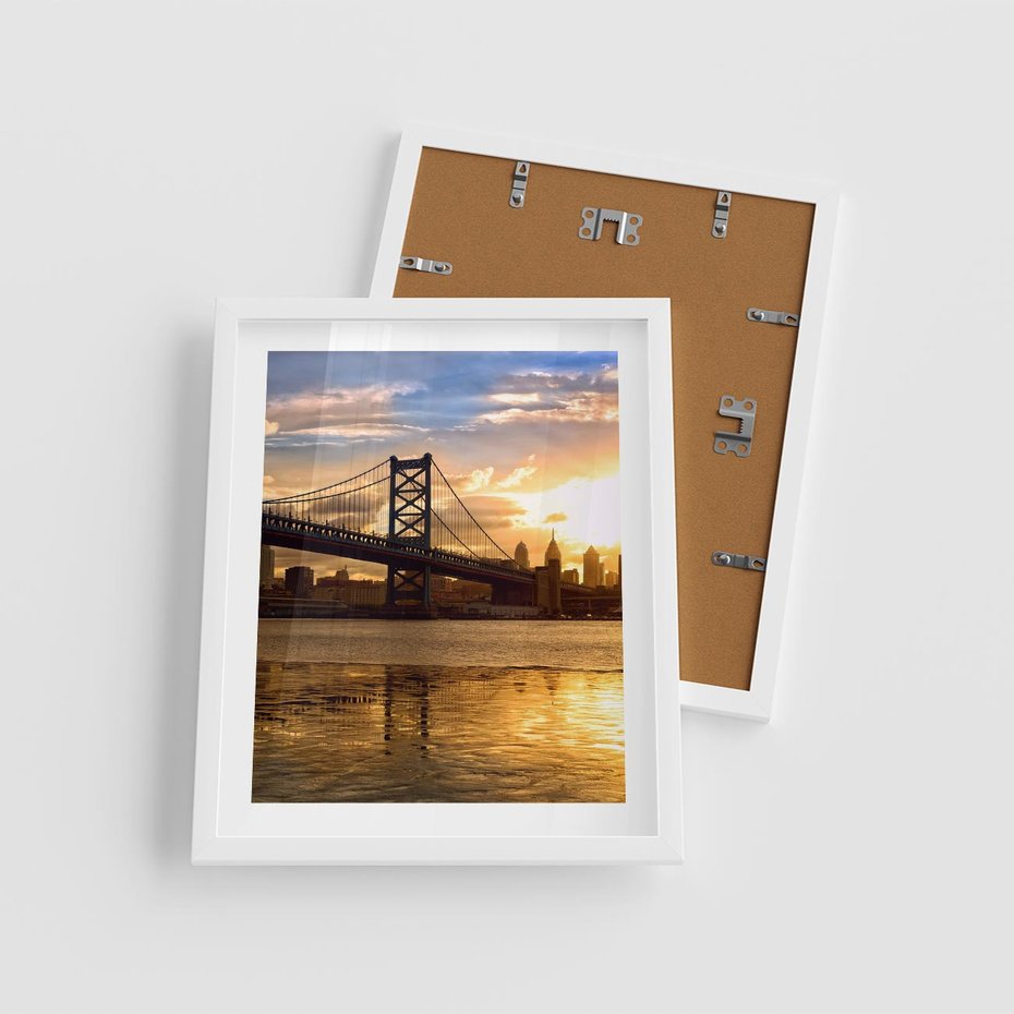 Plakat w ramie 40x50 - Most w mieście - most, miasto - rama biała
