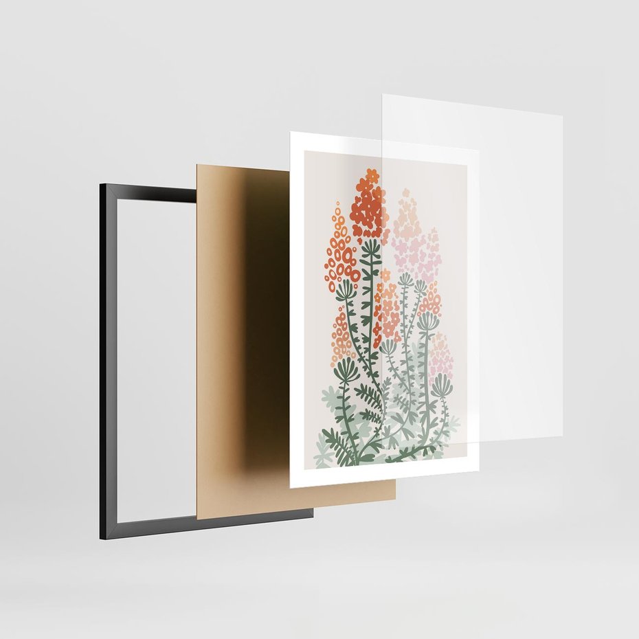 Plakat w ramie 50x70 - Kwiatowe Uniesienia - kwiaty polne, plakat - rama czarna