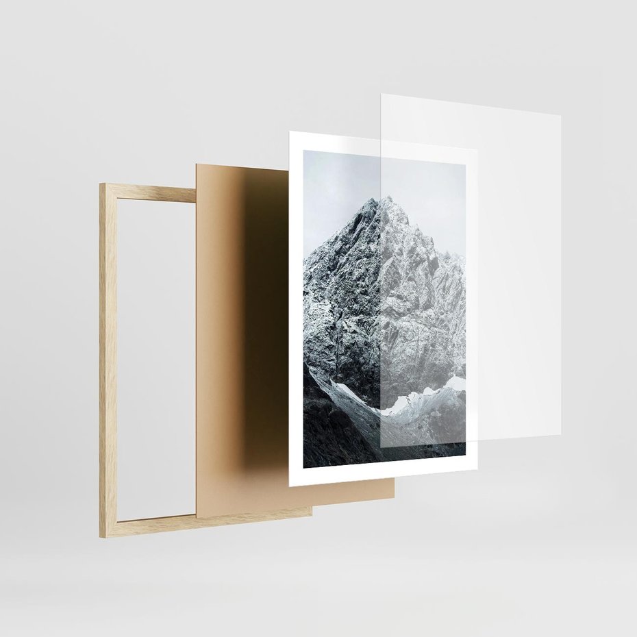 Plakat w ramie 50x70 - Surowość Gór - śnieg, zima w górach - rama drewno