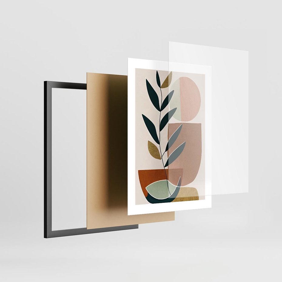 Plakat w ramie 30x40 - Migocące Boho Wnętrza - boho obraz, abstrakcja - rama czarna