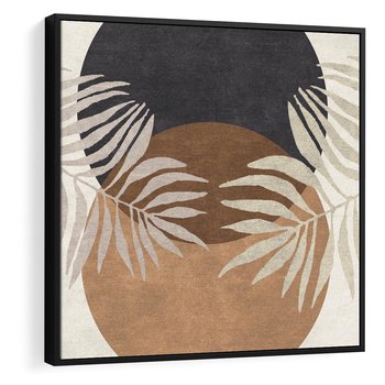 Obraz w ramie 50x50 - Kompozycje ukrytych myśli - symetria, dwa koła po środku - rama czarna