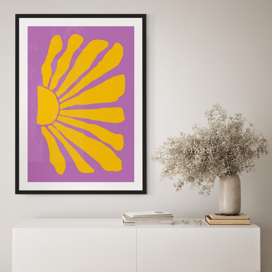 Plakat bez ramy 40x50 - Podróżne Kontury - abstrakcyjny plakat, intensywne różowe tło