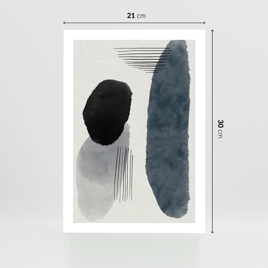 Plakat bez ramy 21x30 - Abstrakcyjna Gra Szarości - abstrakcyjna grafika, akwarela