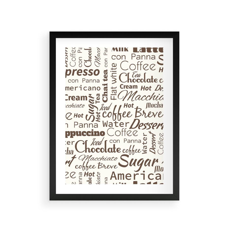 Plakat w ramie 30x40 - Kawa w Stylu Coffee - kawa, coffee - rama czarna