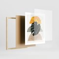 Plakat w ramie 40x50 - Monstera i Boho Elementy - grafika, boho klimat - rama drewno