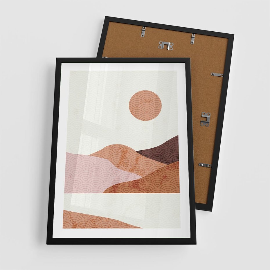 Plakat w ramie 50x70 - Górskie Wzory - nowoczesna sztuka, góry - rama czarna
