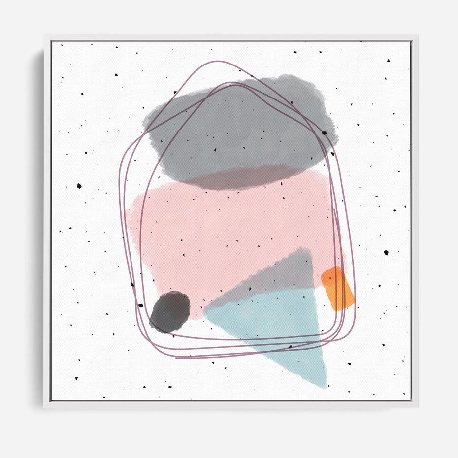 Obraz w ramie 50x50 - Migotliwa Opowieść - abstrakcyjna kompozycja, jak ręcznie malowana - rama biała