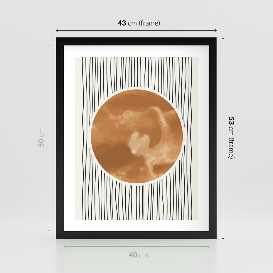 Plakat w ramie 40x50 - Eteryczne Krągłe Echa - boho obraz, geometria - rama czarna