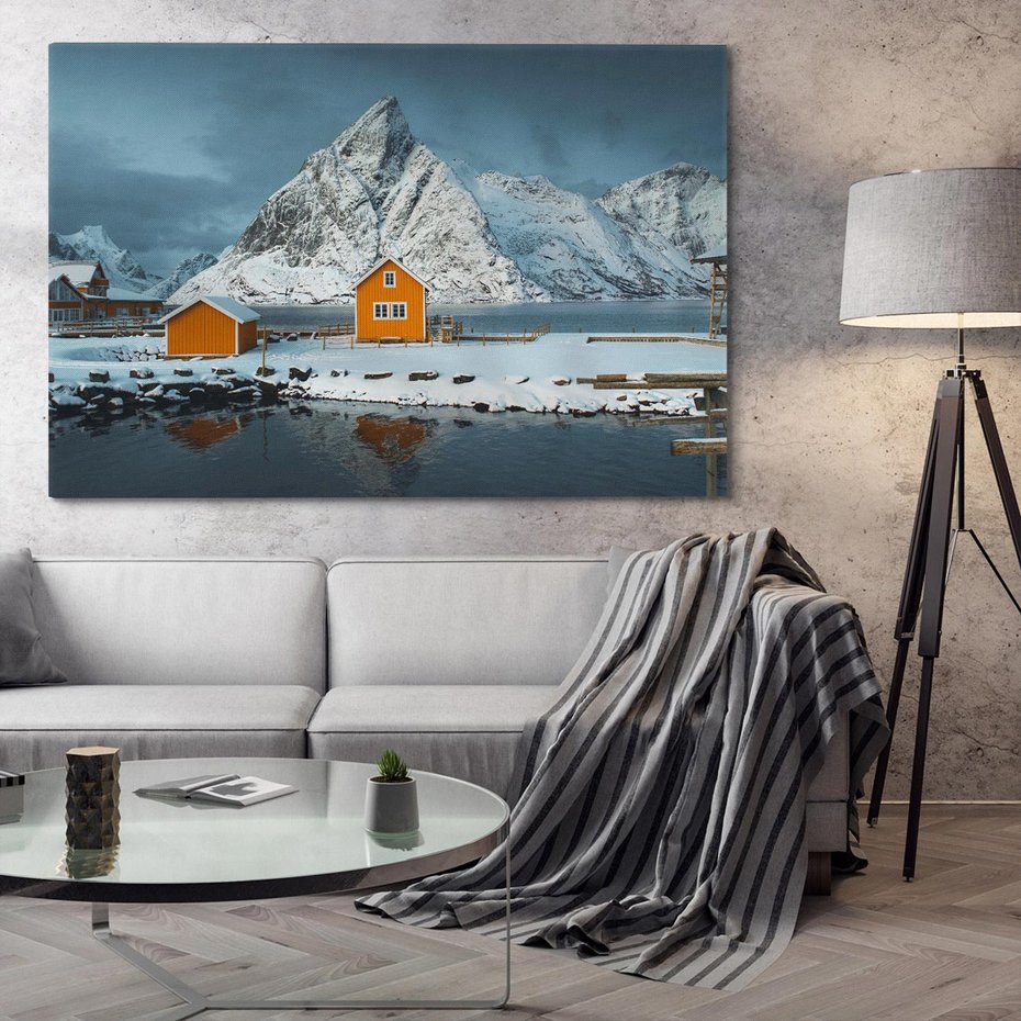 Obraz na płótnie 100x70 - Minimalizm i Urok Natury - skandynawskie, domki