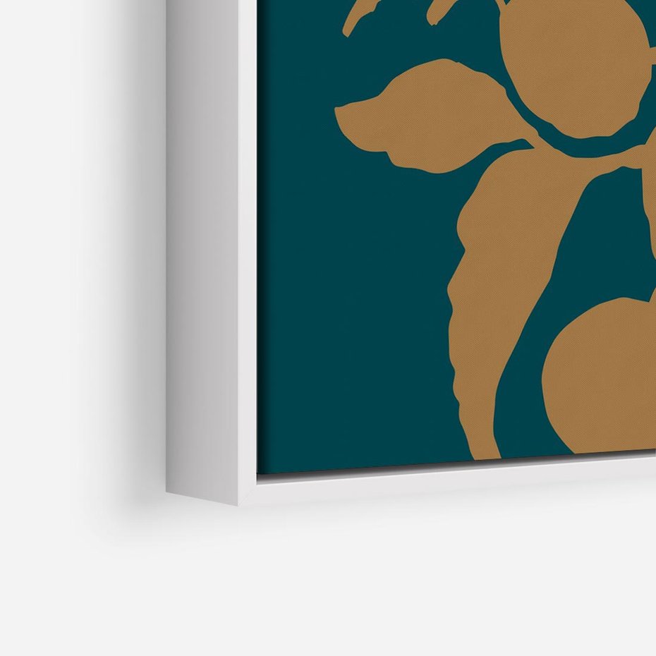 Obraz w ramie 50x50 - Boho Ekspresja Emocji - abstrakcyjna boho grafika, ciemne zielone tłó - rama biała