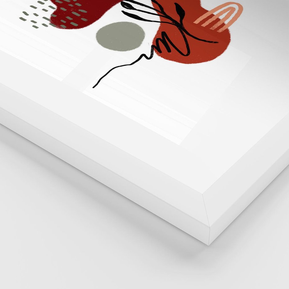 Plakat w ramie 50x70 - Migocące Kształty Liści - bstrakcyjna sztuka, boho kształty - rama biała