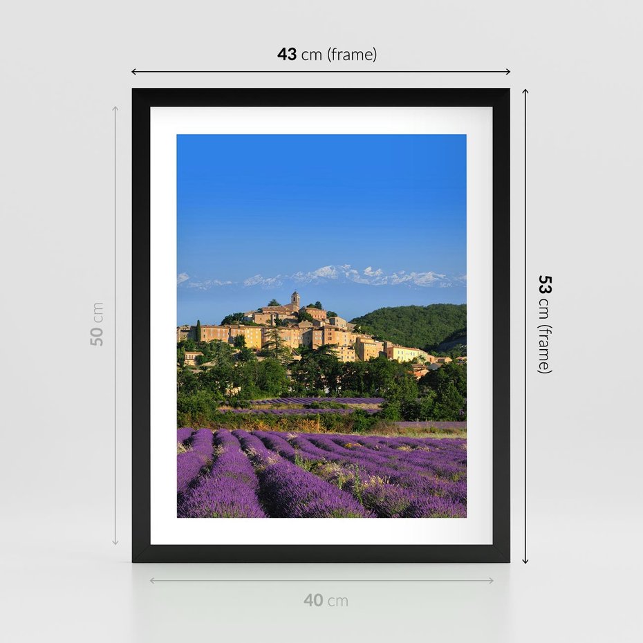 Plakat w ramie 40x50 - Prowansalska Aura - lawenda, Prowansja - rama czarna