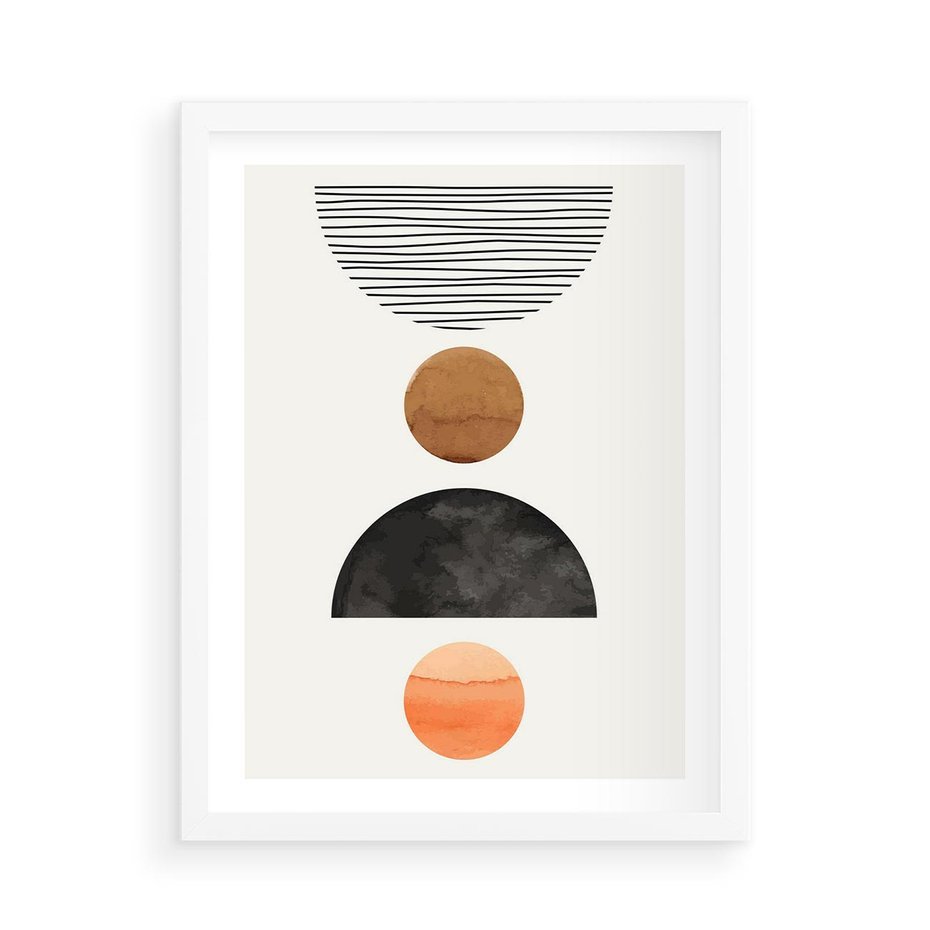 Plakat w ramie 50x70 - Geometryczna Przygoda - nowoczesna grafika, geometria - rama biała