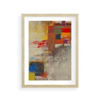 Plakat w ramie 40x50 - Abstrakcja olejna - kształty i kolory - abstrakcja, olejna - rama drewno