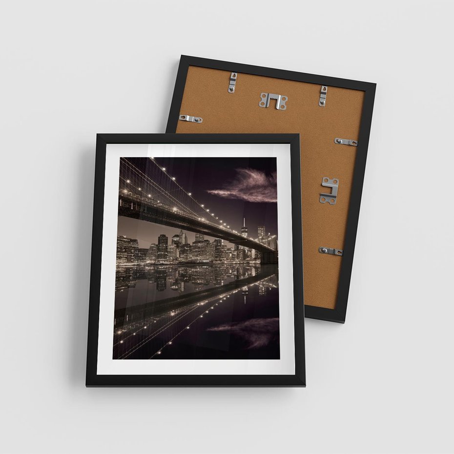Plakat w ramie 40x50 - Most na nocnym horyzoncie - most, noc - rama czarna