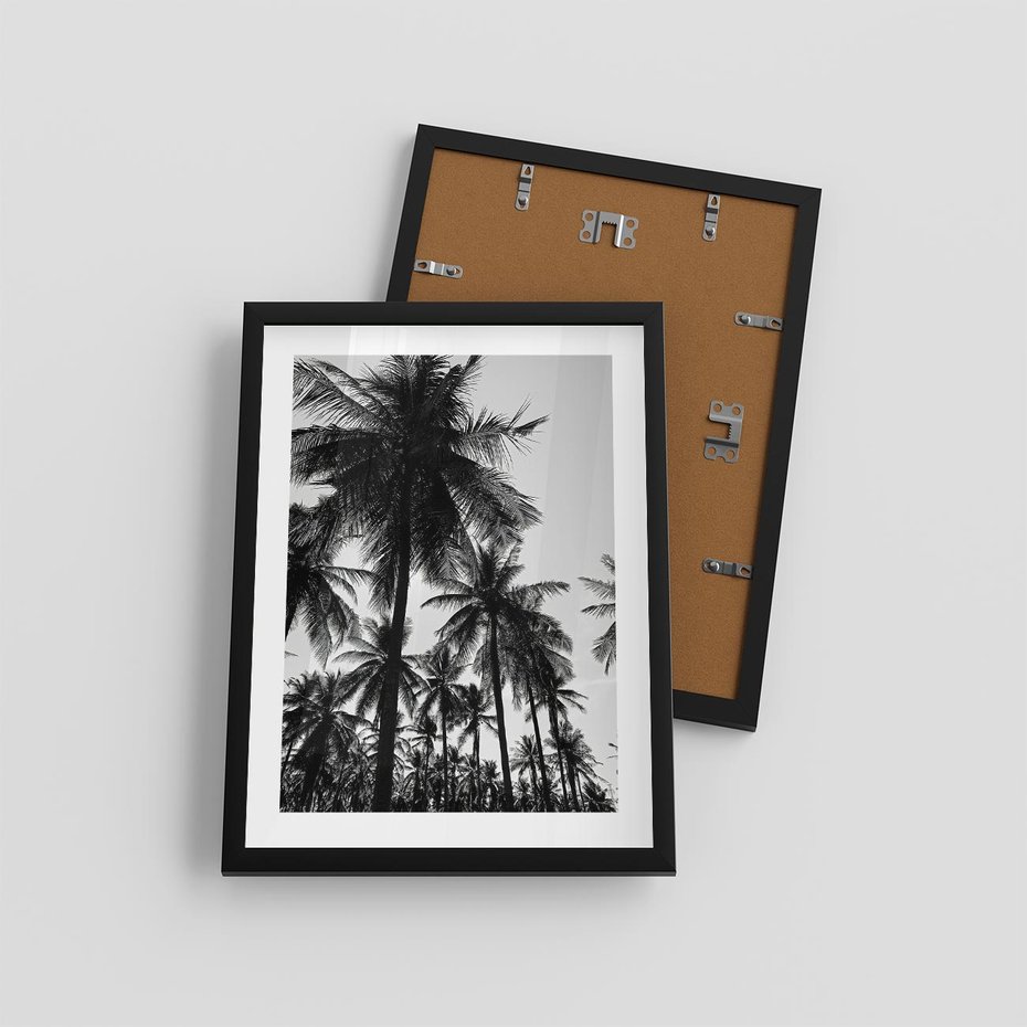 Plakat w ramie 30x40 - Mono Tropiki - palmy, drzewa palmowe - rama czarna
