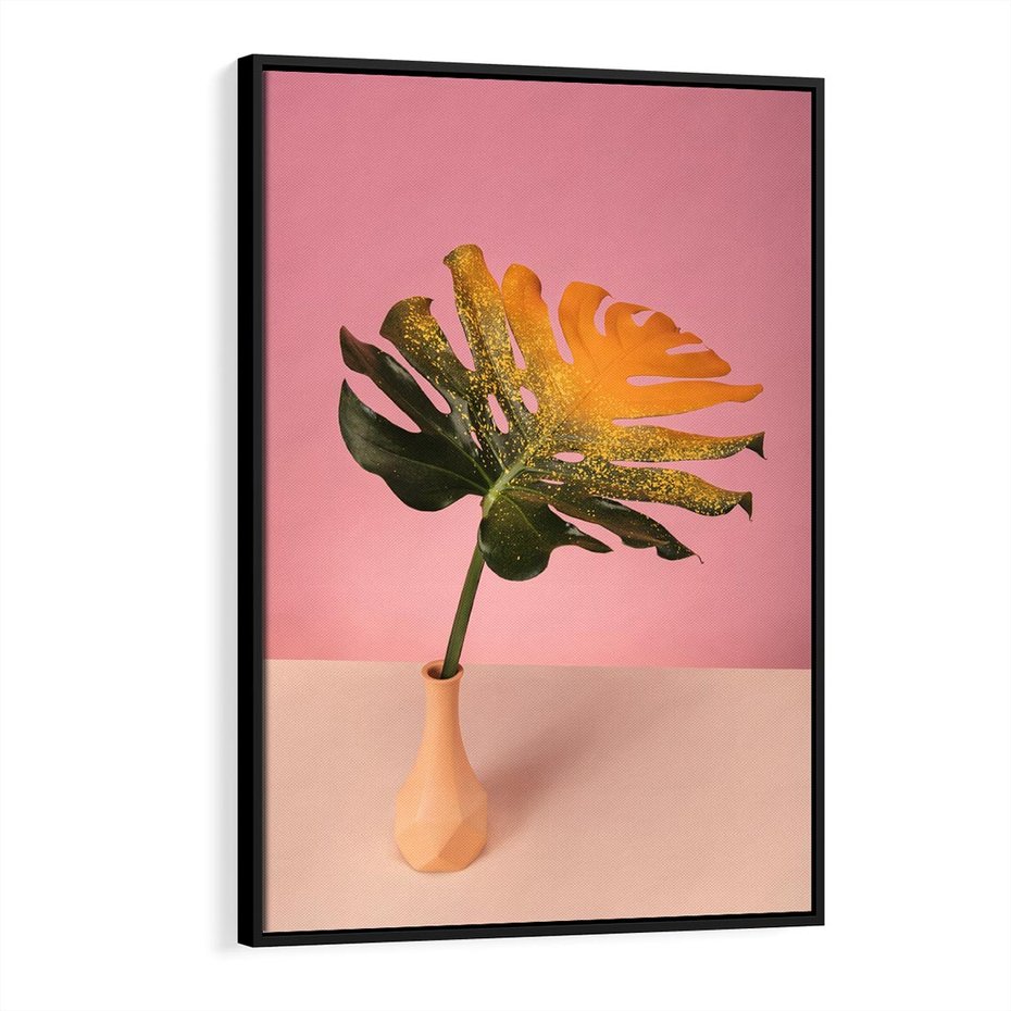 Obraz w ramie 50x70 - Egzotyczna monstera - monstera, liść - rama czarna