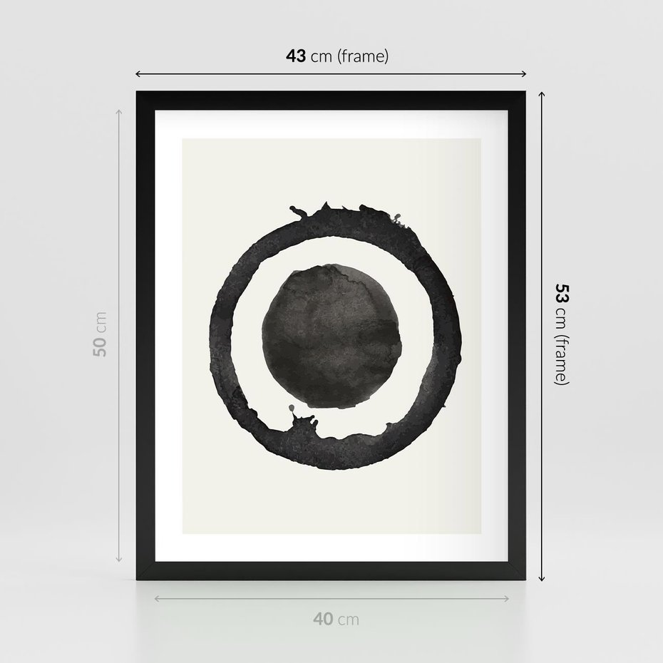 Plakat w ramie 40x50 - Harmonijne Emocje - abstrakcyjne plamy okręgi, akwarelowe - rama czarna