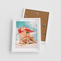 Plakat w ramie 40x50 - Rajski Widok - plaża miami, domek ratownika - rama biała