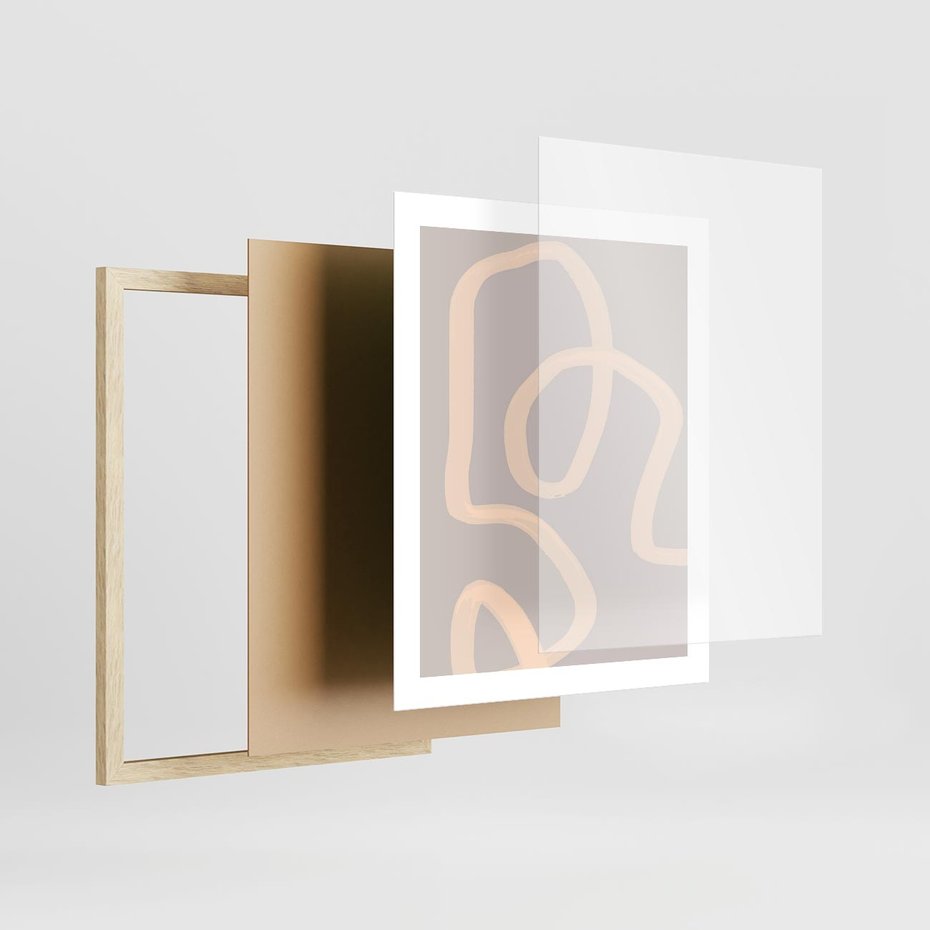Plakat w ramie 40x50 - Nowoczesne Odbicia - minimalistyczny obraz, nowoczesny - rama drewno