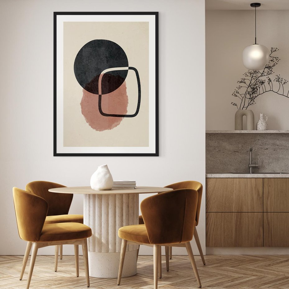 Plakat bez ramy 50x70 - Abstrakcyjna Harmonia - abstrakcyjne nieregularne kształty, minimalistyczny plakat