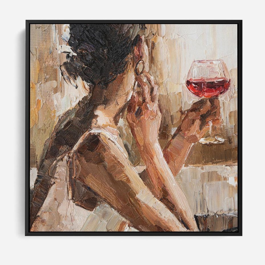 Obraz w ramie 50x50 - Wibracje - portret, kobieta - rama czarna