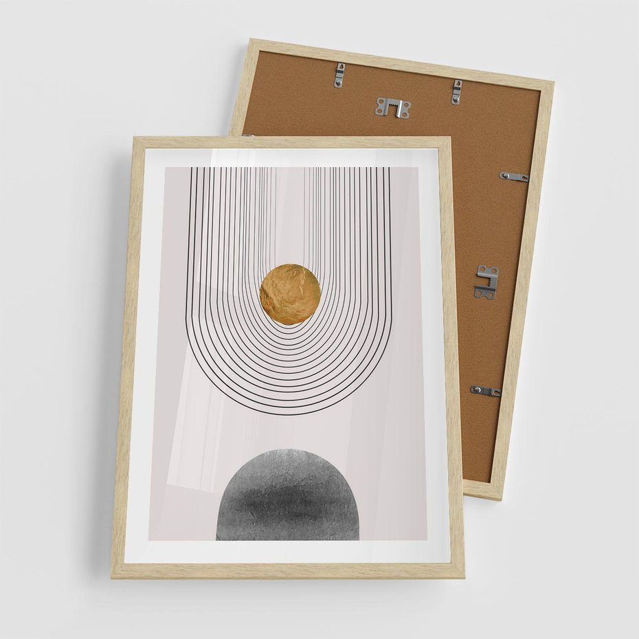 Plakat w ramie 50x70 - Geometryczny Blask - nowoczesna grafika, geometria - rama drewno