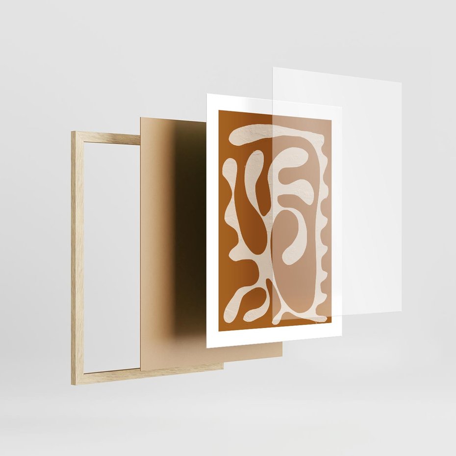 Plakat w ramie 30x40 - Wnętrza Akwarelowej Wyobraźni - abstrakcyjny obraz, plakat - rama drewno