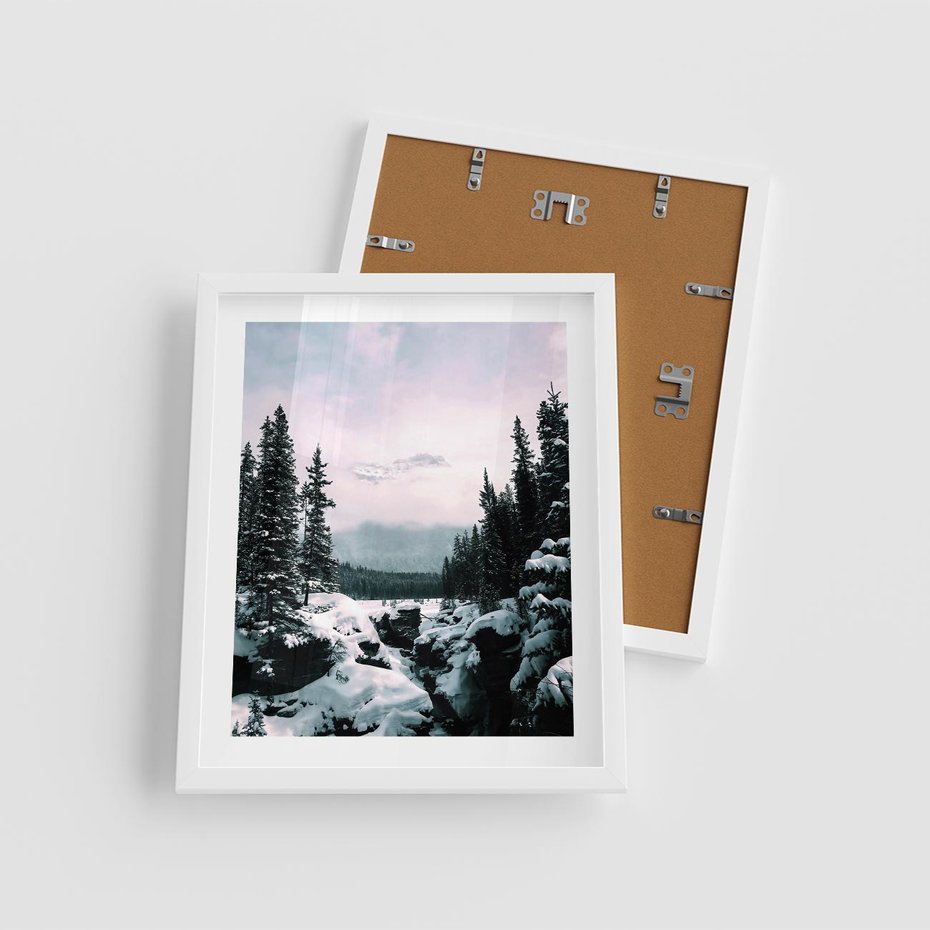 Plakat w ramie 40x50 - Zimowe Góry - zimowy krajobraz, góry - rama biała