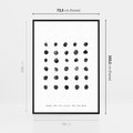Obraz w ramie 70x100 - Boho Sztuka Wolości - minimalistyczny plakat, czarne kropki na białymtle - rama czarna