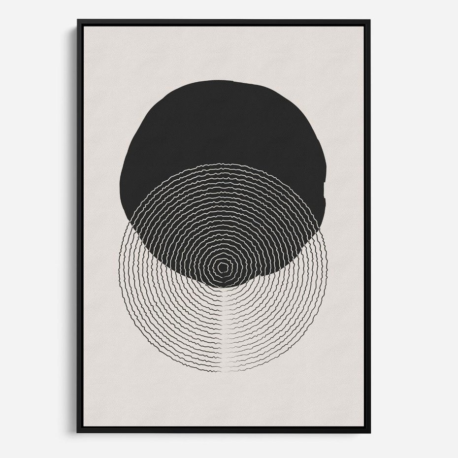 Obraz w ramie 70x100 - Boho Przenikanie Uroku - abstrakcyjna kompozycja, okręgi - rama czarna