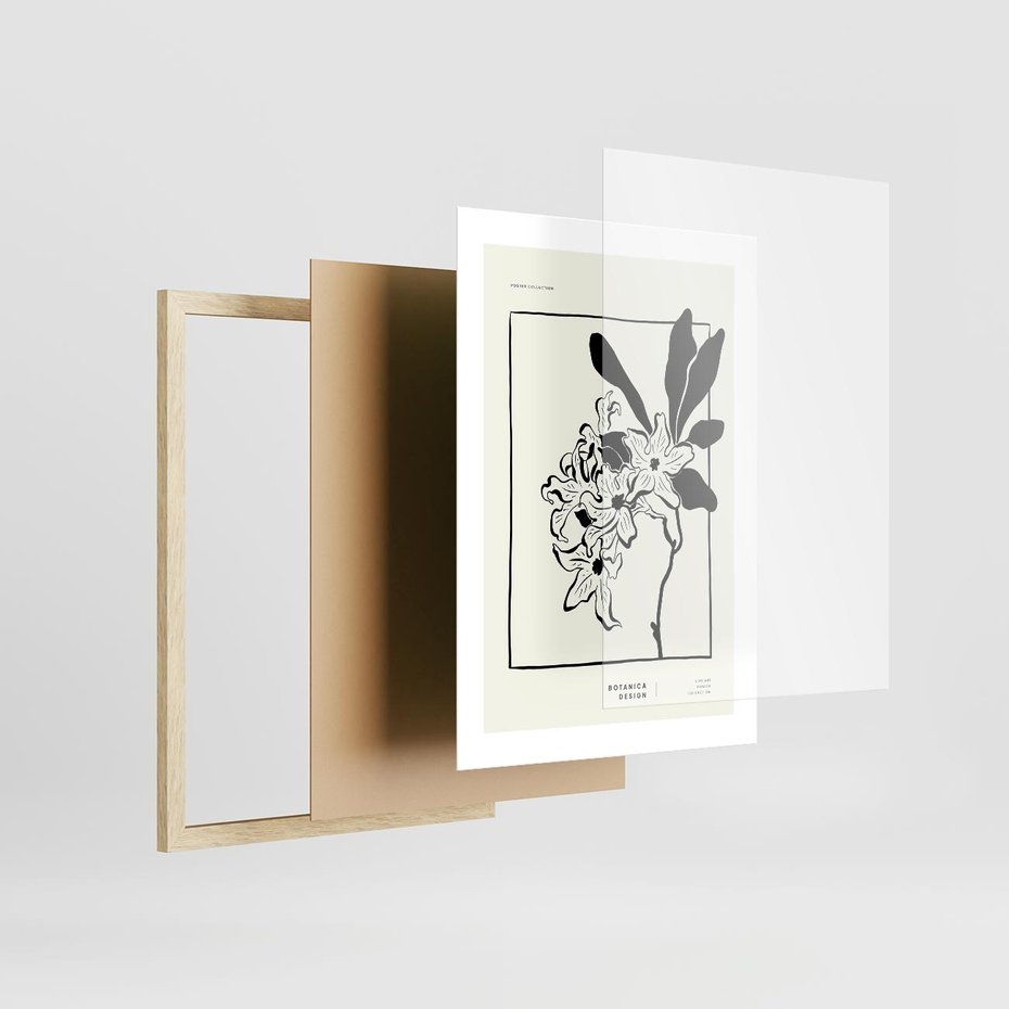 Plakat w ramie 30x40 - Kwiatowe przestrzenie - kwiat, grafika - rama drewno