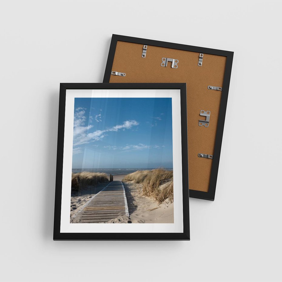 Plakat w ramie 40x50 - Boho na Plaży - plaża, pomost - rama czarna