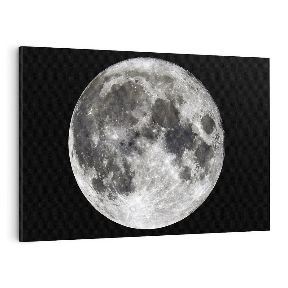 Obraz na płótnie 100x70 - Księżycowa Aura - zdjęcie, ogromny księżyc na czarnym tle
