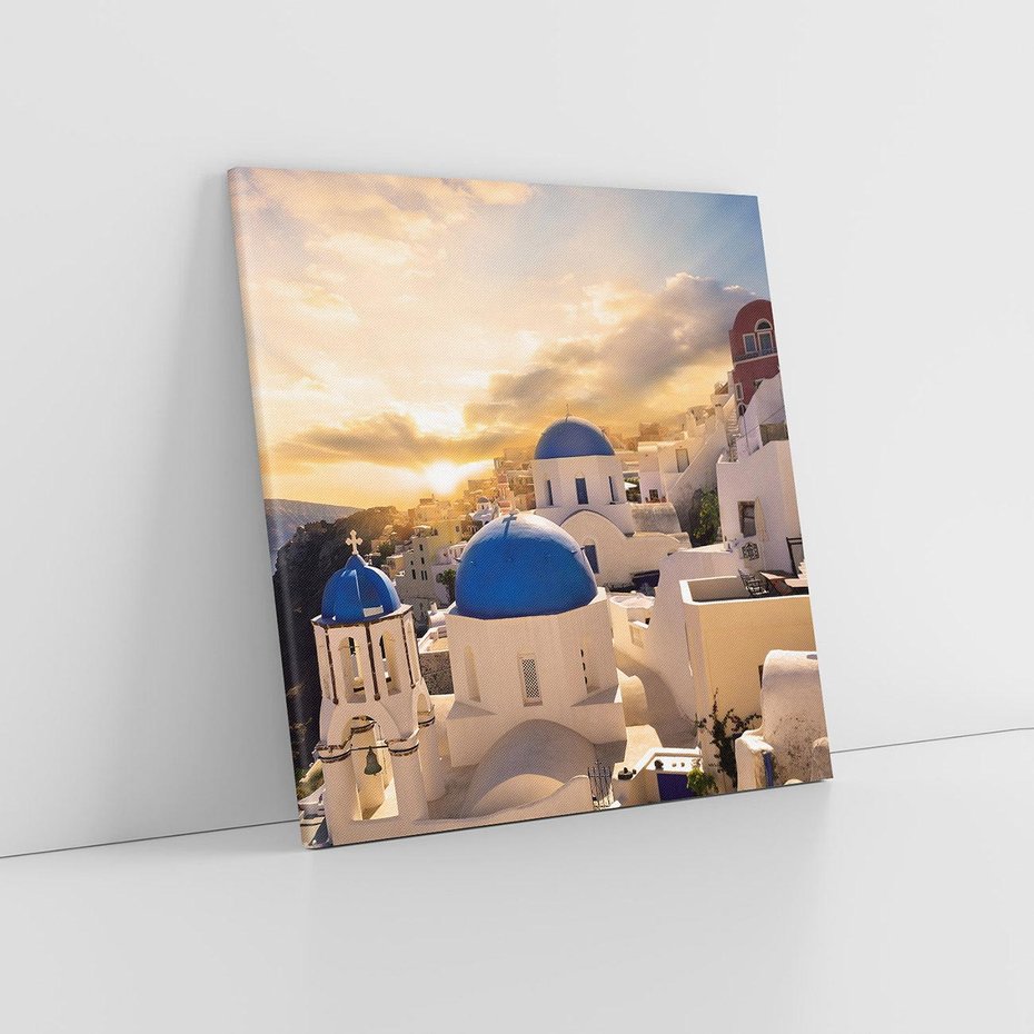 Obraz na płótnie 80x80 - Błękitna oaza w Grecji - Santorini, Grecja