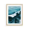Plakat w ramie 30x40 - Wibracje Oceanu - turkusowy ocean, fale - rama drewno
